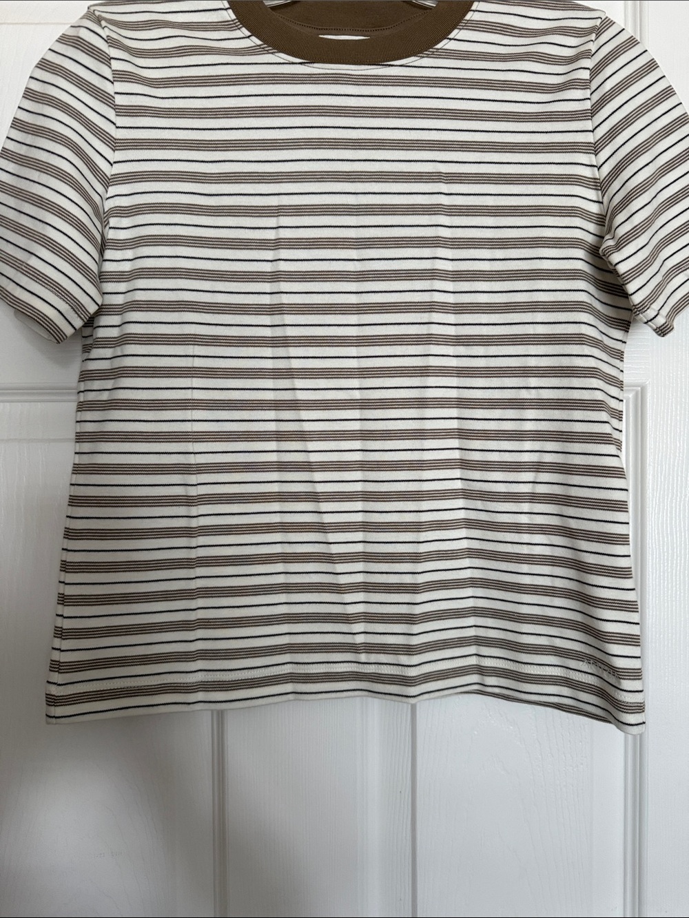 Aritzia Babaton Function Light Birch Folio Brown Striped T-Shirt 2XS - Picture 3 of 6